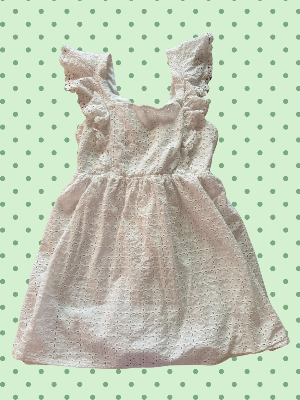Altar'd State White Eyelet Mini Dress with Ruffle Sleeves